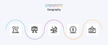 Geo Graphy Line 5 Icon Pack Including direction. gps. photo. space. telescope