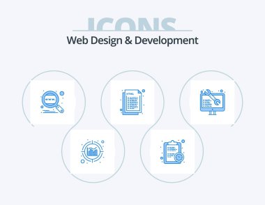 Web Design And Development Blue Icon Pack 5 Icon Design. coding. web. engine. html. coding