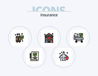 Insurance Line Filled Icon Pack 5 Icon Design. world. plane. property. insurance. suitcase