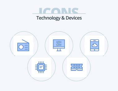 Devices Blue Icon Pack 5 Icon Design. . cloud. gadgets. backup. data