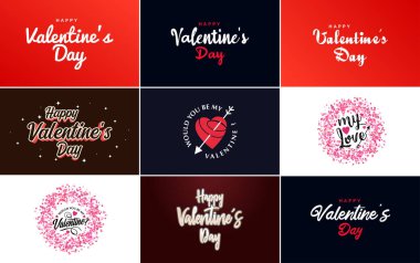 Happy Valentine's Day greeting card template with a romantic theme and a red color scheme
