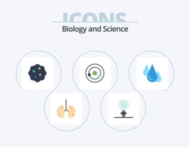 Biology Flat Icon Pack 5 Icon Design. molecule. biology. laboratory. atom. medicine