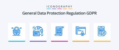 Gdpr Blue 5 Icon Pack Including gdpr. lock. consent. gdpr. document. Creative Icons Design