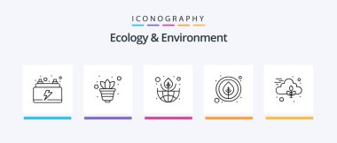 Ecology And Environment Line 5 Icon Pack Including growing. environment. recycle bag. organic. Creative Icons Design
