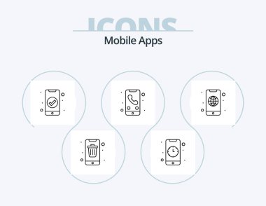 Mobile Apps Line Icon Pack 5 Icon Design. app. idea. app. creativity. application