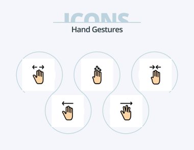 Hand Gestures Line Filled Icon Pack 5 Icon Design. hand. up. gestures. hand cursor. touch