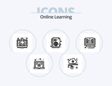 Online Learning Line Icon Pack 5 Icon Design. internet. file. learning. learning. learning