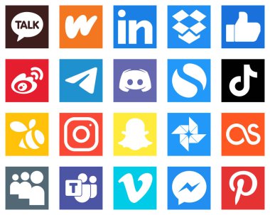 20 Essential Social Media Icons such as text; discord; weibo and telegram icons. Fully editable and professional