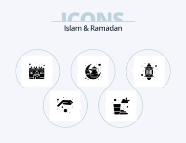 Islam And Ramadan Glyph Icon Pack 5 Icon Design. traditional. tea. time. pot. ramadan