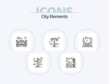 City Elements Line Icon Pack 5 Icon Design. hospital. building. light. park. city