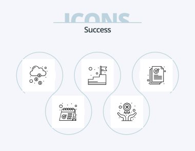 Sucess Line Icon Pack 5 Icon Design. award. key. schedule. business. seo