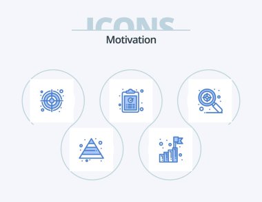 Motivation Blue Icon Pack 5 Icon Design. target. focus. goal. task. ok