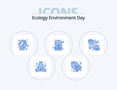Ecology Blue Icon Pack 5 Icon Design. power. economic. eco. eco. think