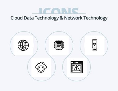 Cloud Data Technology And Network Technology Line Icon Pack 5 Icon Design. chart. hardware. cloud. laptop. computer