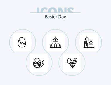Easter Line Icon Pack 5 Icon Design. . egg. cross