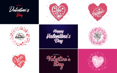 Happy Valentine's Day typography poster with handwritten calligraphy text. isolated on white background vector illustration