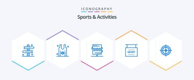 Sports and Activities 25 Blue icon pack including sports. information. team. info. game