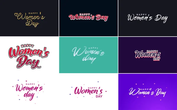 Happy Women Day Design Realistic Illustration Bouquet Flowers Banner Reading — Wektor stockowy