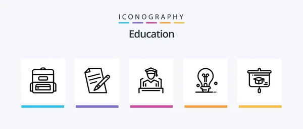 Linha Educação Icon Pack Incluindo Microscópio Educação Educação Apresentação Design — Vetor de Stock
