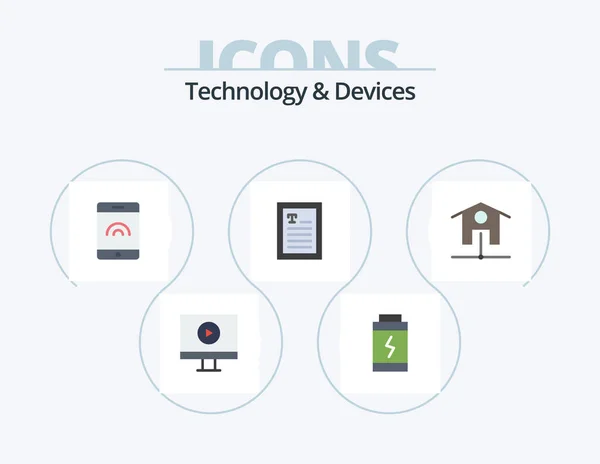 Geräte Flaches Icon Pack Icon Design Ebook Smart House — Stockvektor