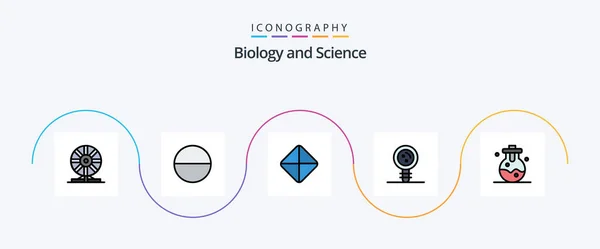 Biology Line Filled Flat Icon Pack Including Laboratory Chemical Tablet — Wektor stockowy