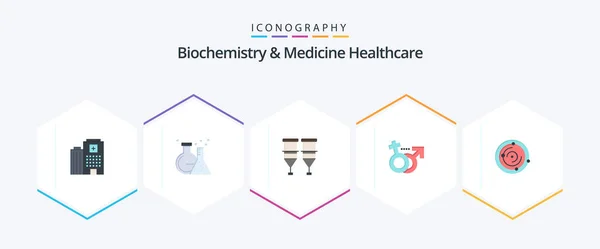Biochemistry Medicine Healthcare Flat Icon Pack Including Spase Female Blood — Stock Vector