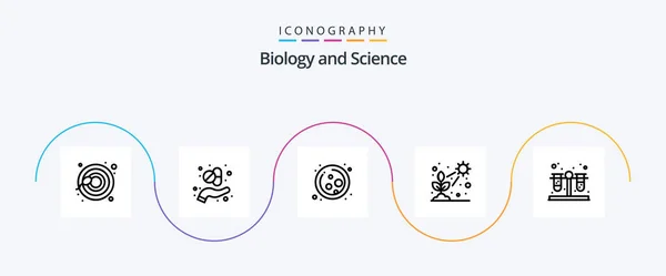 Biology Line Icon Pack Including Test Grow Molecule Plant Direct — Stock vektor