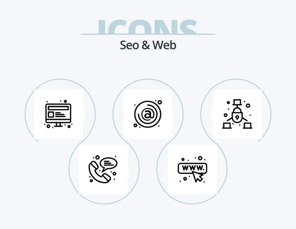 Seo Web Line Icon Pack Icon Design Alert Web Seo — Stock Vector