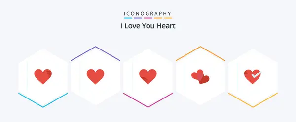 Heart Flat Icon Pack Including Good Favorite Heart — Stock Vector