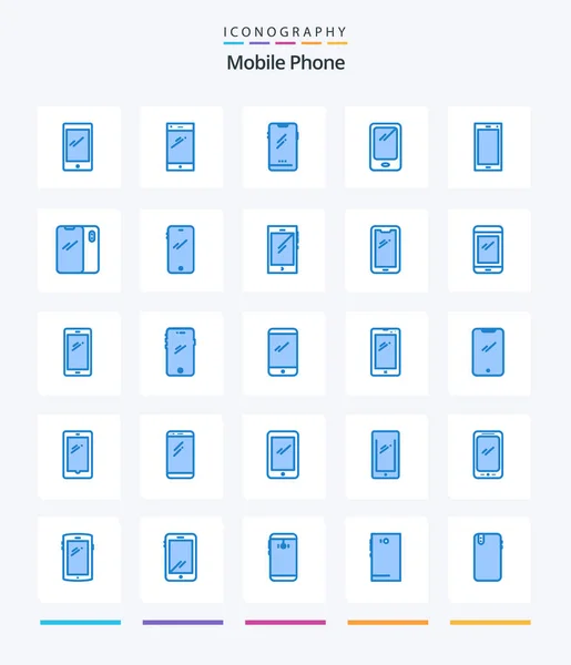 Creative Mobile Phone Blue Icon Pack Mobile Телефон Камеру Назад — стоковый вектор