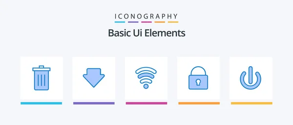 基本的Ui元素蓝色5离子包包括在上面 Wifi 创意偶像设计 — 图库矢量图片