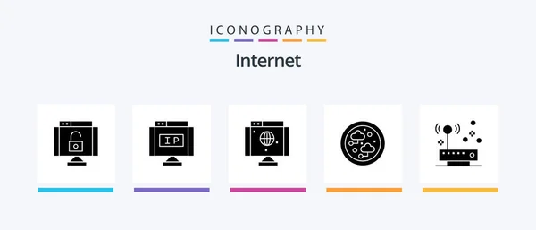 Internet Glyph Icon Pack Including Hardware Technology Computer Network Connected — Stockvector