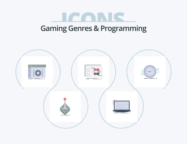 Gaming Genres Programming Flat Icon Pack Icon Design Strategy Game — Stockvector