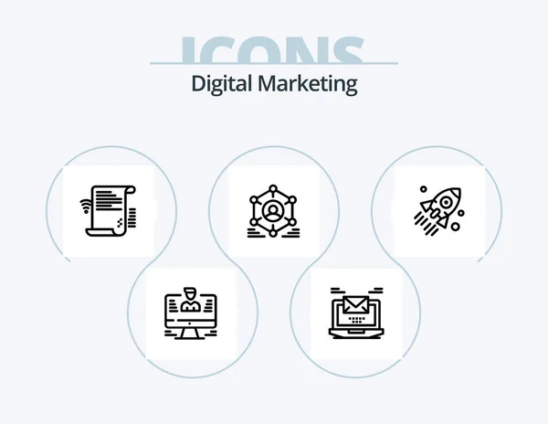 Digital Marketing Line Icon Pack Icon Design Tutorial Play Speaker — Stock Vector