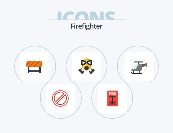 Firefighter Flat Icon Pack Icon Design Fast Protection Attention Mask — Stock Vector