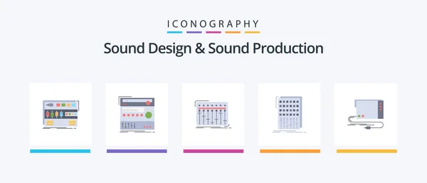 Sound Design Sound Production Flat Icon Pack Including Mix Audio — Stock Vector