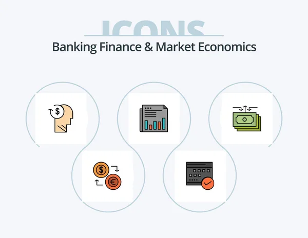 Bank Finansiering Och Marknadsekonomi Linje Fylld Icon Pack Icon Design — Stock vektor