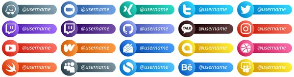 Suivez Moi Social Network Platform Icônes Dans Card Style Pack — Image vectorielle