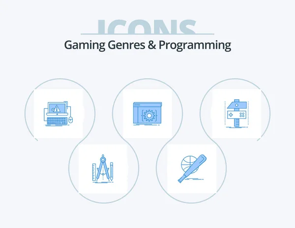 Gaming Genres Het Programmeren Van Blue Icon Pack Icoon Design — Stockvector