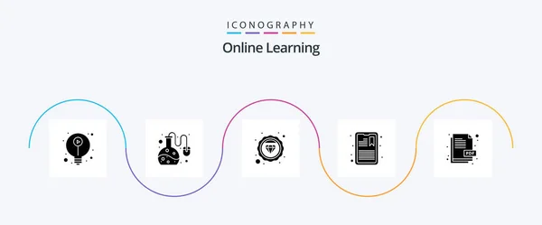 Online Learning Glyph Icon Pack Incluyendo Archivo Tableta Valor Información — Archivo Imágenes Vectoriales