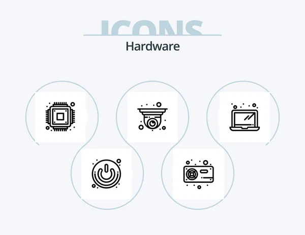 Hardware Line Icon Pack Icon Design Wireless Technology Devices Vga — Stockvector