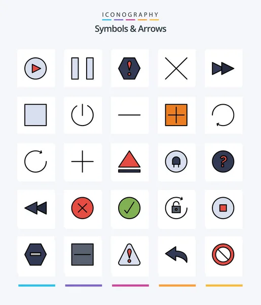 创意符号和箭头25行填充图标包 如新的 向前冲 — 图库矢量图片