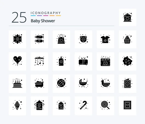 Baby Shower Solid Glyph Icon Pack Including Infant Child Baby — Stockvector