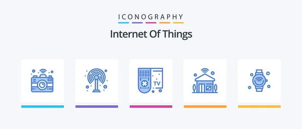 Internet Things Blue Icon Pack Including Internet Things Smart Watch — Vetor de Stock