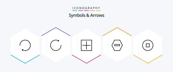 Symbols Arrows Line Icon Pack Including Denied — Stok Vektör