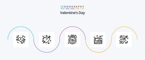 Valentines Day Line Icon Pack Including Marriage Love Clock Heart — Stock Vector