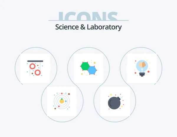 Science Flat Icon Pack Icon Design Light Creative Pulley Bulb — Stok Vektör