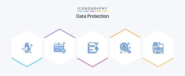 Data Protection Blue Icon Pack Including Computer Search Deny Find — Stock Vector