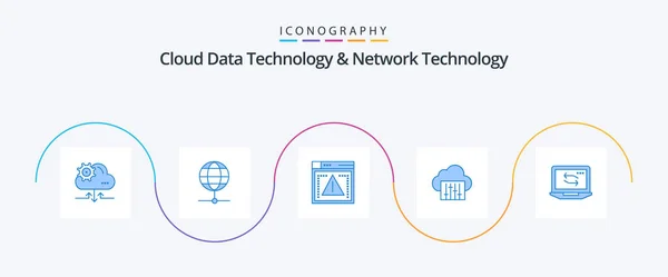 Cloud Data Technology Network Technology Blue Icon Pack Including Network — Image vectorielle