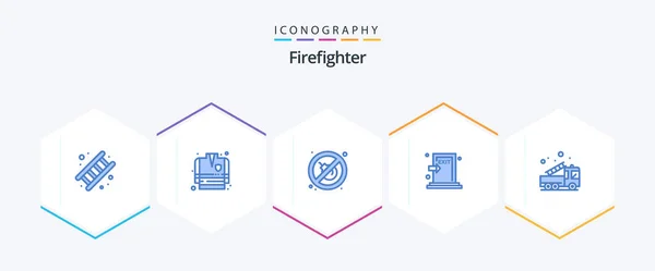 Firefighter Blue Icon Pack Including Emergency Exit Fire Fire Escape — Stockvector